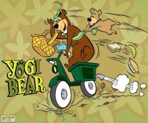 Puzzle Γιόγκι και Boo-Boo αρκούδες σε μια μοτοσικλέτα